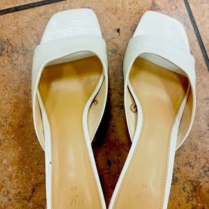 Square toe white sandals